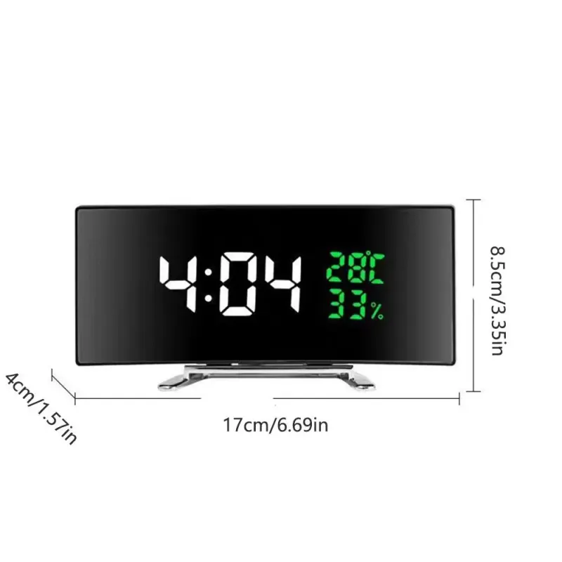 Curved LED Alarm Clock with Temp/Humidity 4