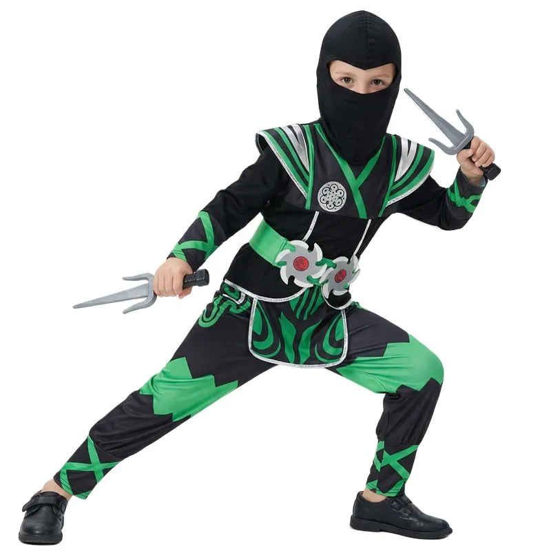 Green Ninja Kids Costume 9PC Set 2