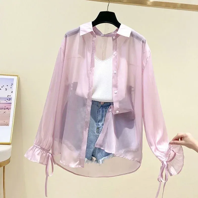 Women's Summer Chiffon Button-Up Blouse 3