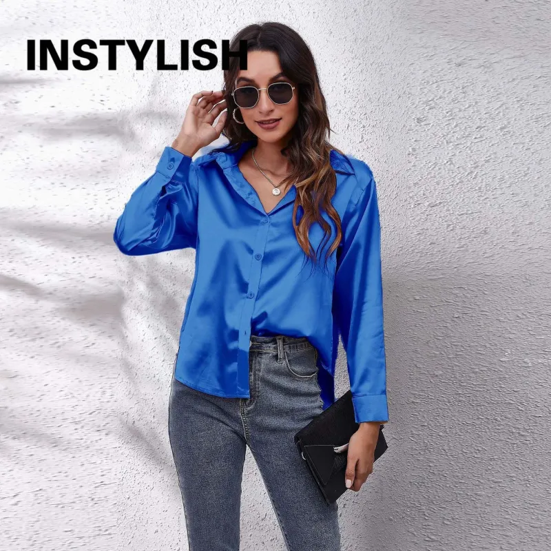 Women's Satin Long Sleeve Blouse 2