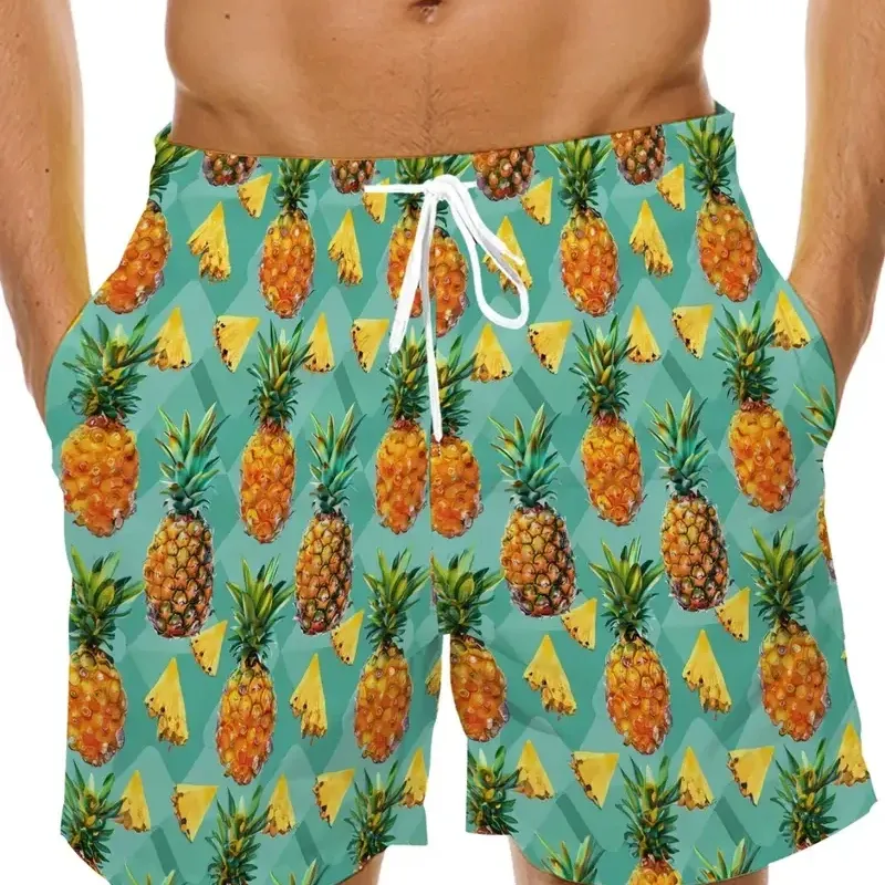 Men's 3D Pineapple Print Beach Shorts 3