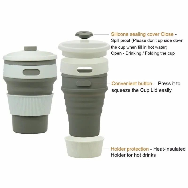 Collapsible Silicone Travel Mug 350ml 3