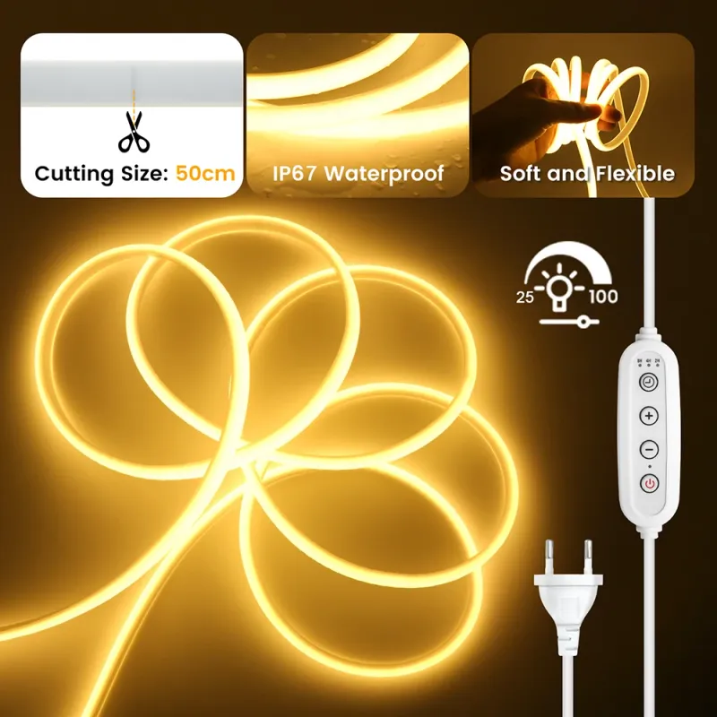 LED COB Neon Strip Light Kit 220V 3