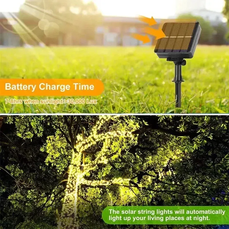 Solar LED Fairy Lights - 8 Modes, Waterproof 2