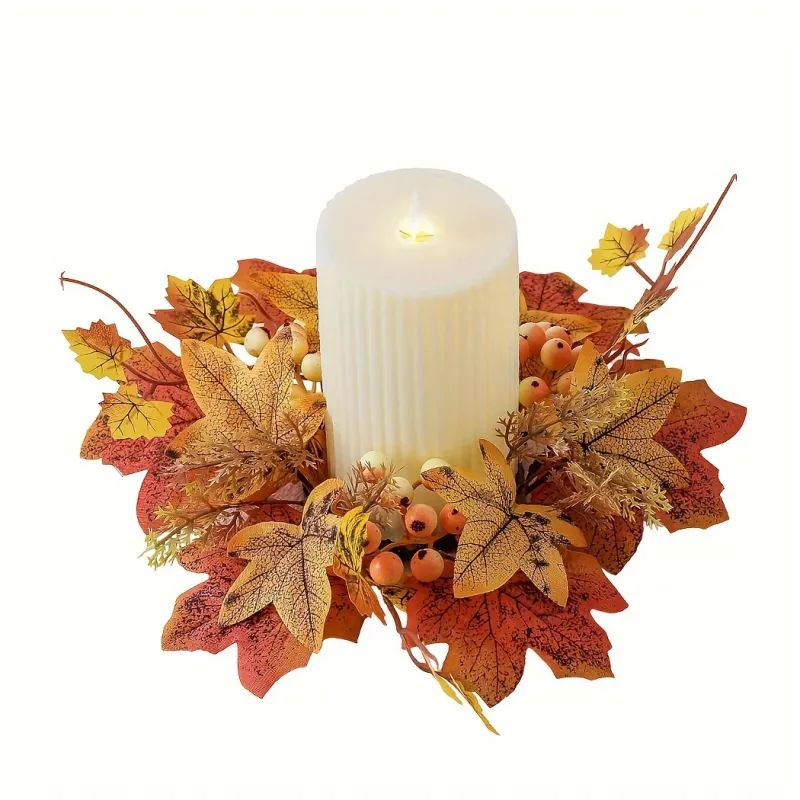 Autumn Maple Leaf Candle Holder Wreath 5