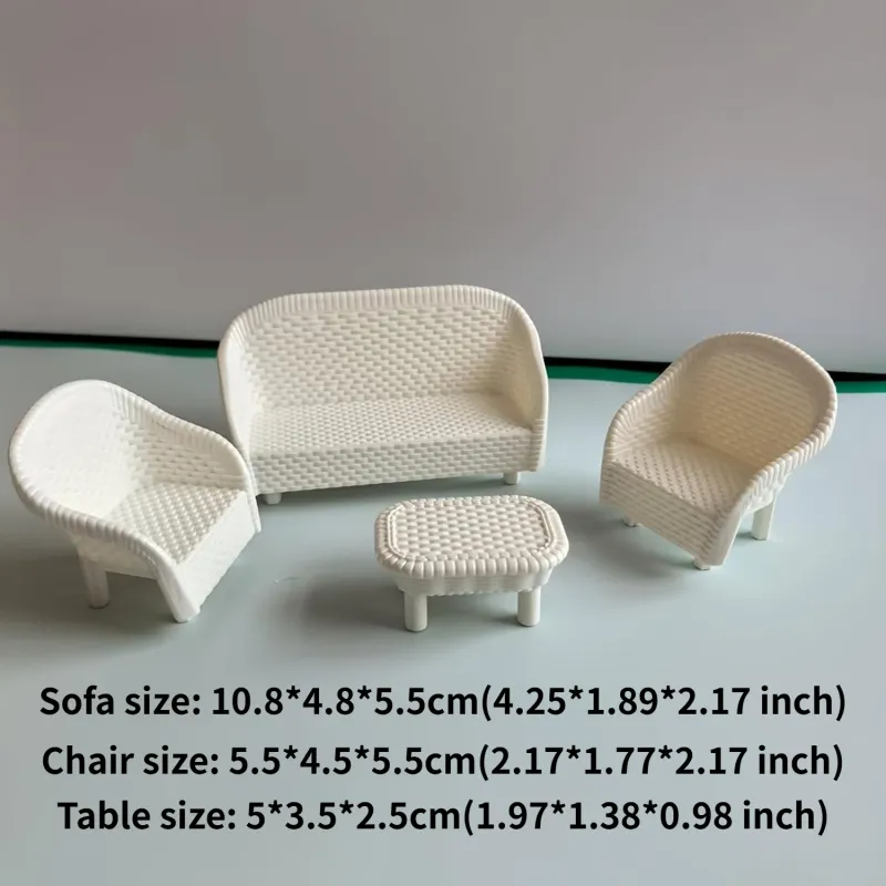 Mini White Wicker Tea Set for Dollhouse 2