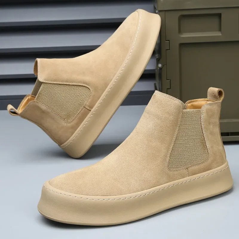 Men's Leather Chelsea Fleece Boots 6