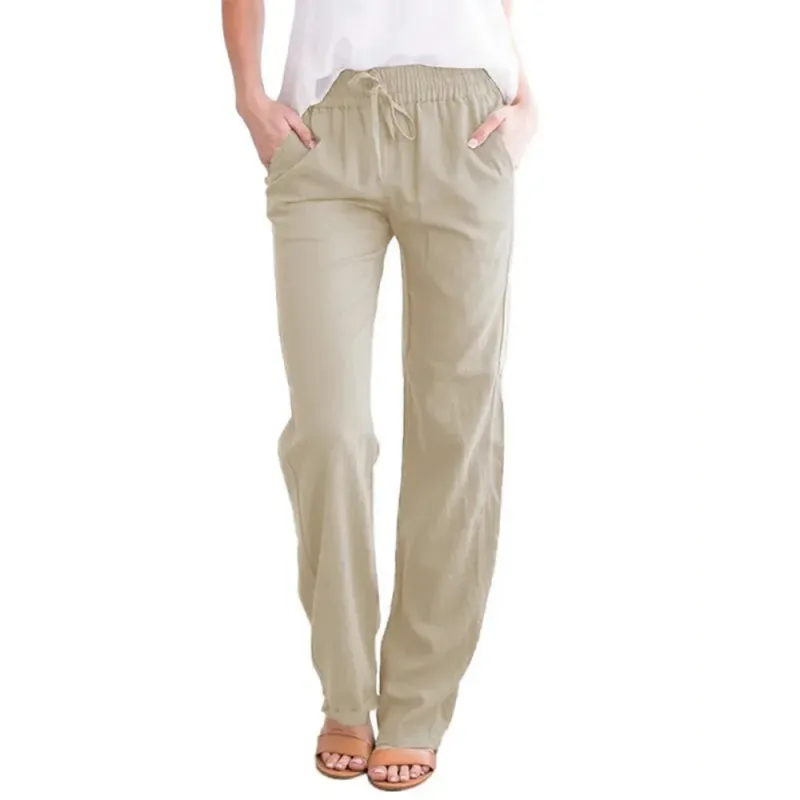 Women's Cotton Linen Drawstring Pants 1