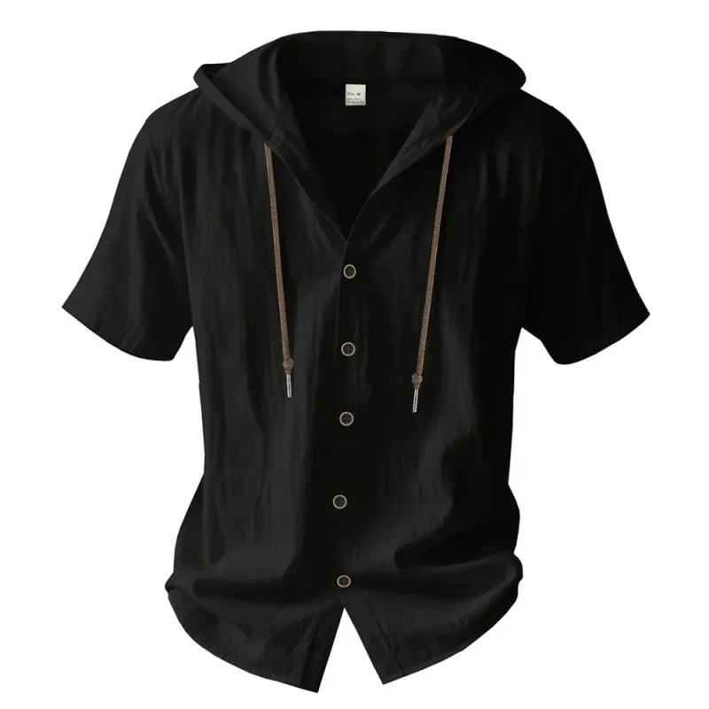 Cotton Linen Hooded Shirt 2