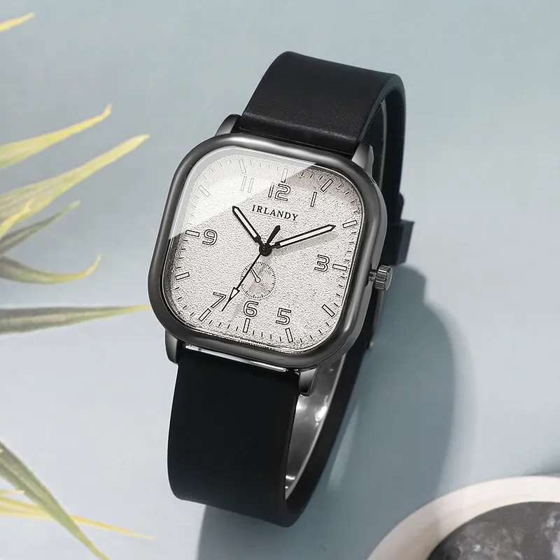 Square Dial Silicone Strap Quartz Watch 3