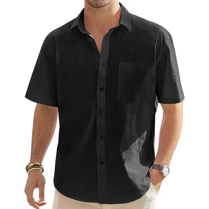 Men's Cotton Linen Short Sleeve Shirt 2