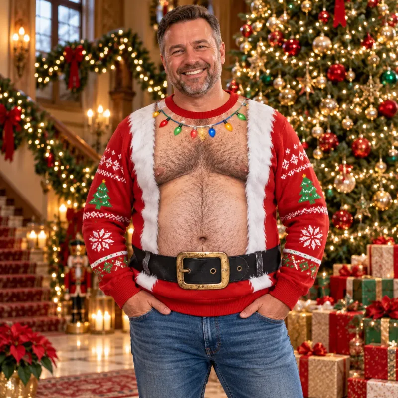Santa Belly Ugly Christmas Sweater Men 1
