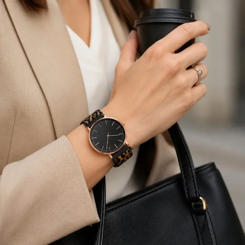 Leopard Print Nylon Strap Women's Watch 4