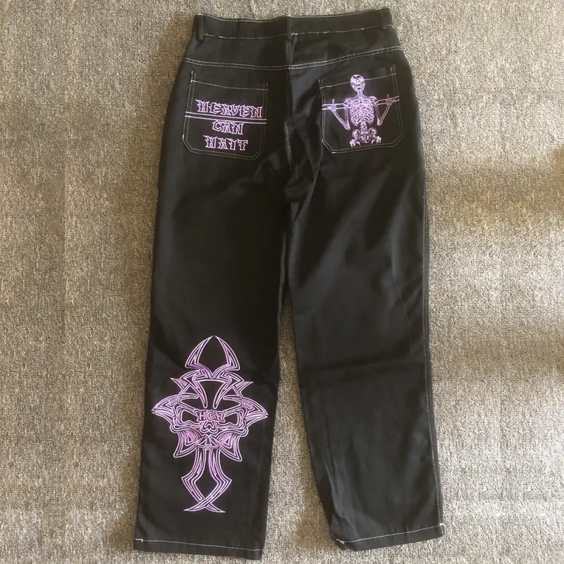 Y2K Embroidery Cargo Jeans for Men 2