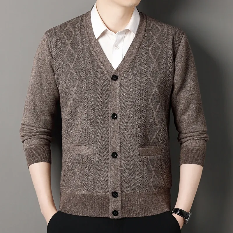 Men's V-Neck Button Knit Cardigan Jacket 4