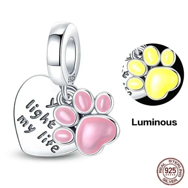 Sterling Silver Pet Footprint Charms Bracelet 2