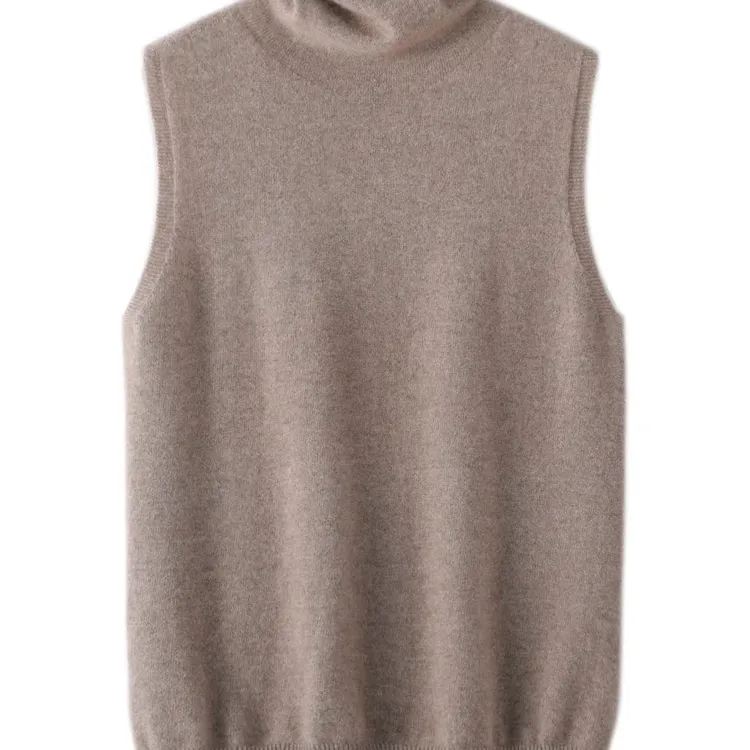 Merino Wool Turtleneck Sleeveless Vest 4