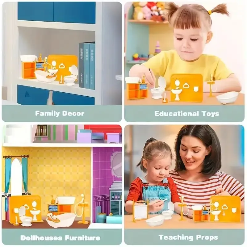 DIY Miniature Dollhouse Bathroom Set 4