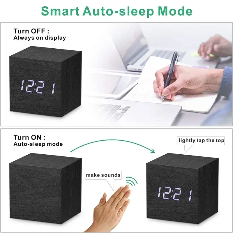 Wooden LED Digital Alarm Clock 3