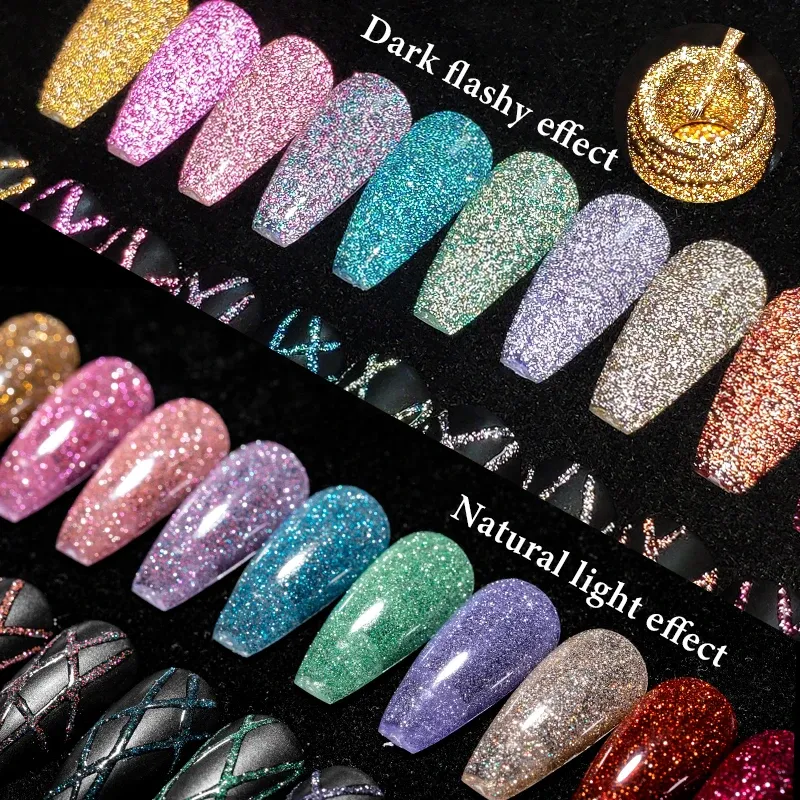 Reflective Glitter Liner Gel Nail Polish Set 4