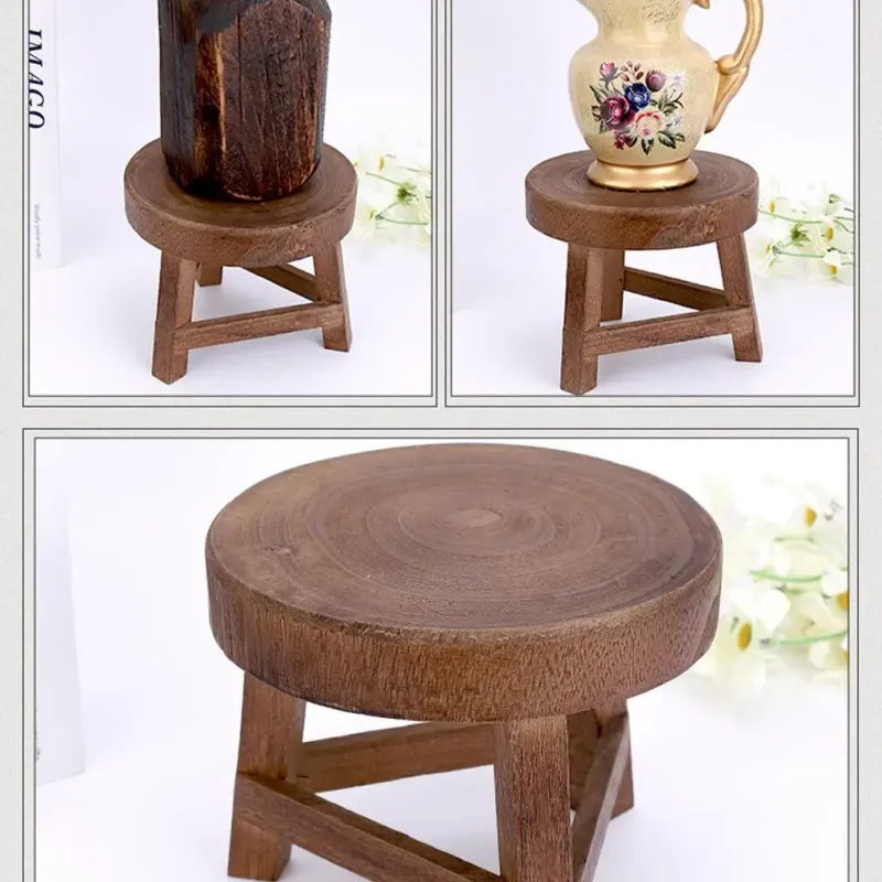 Modern Wood Plant Stand Stool 2