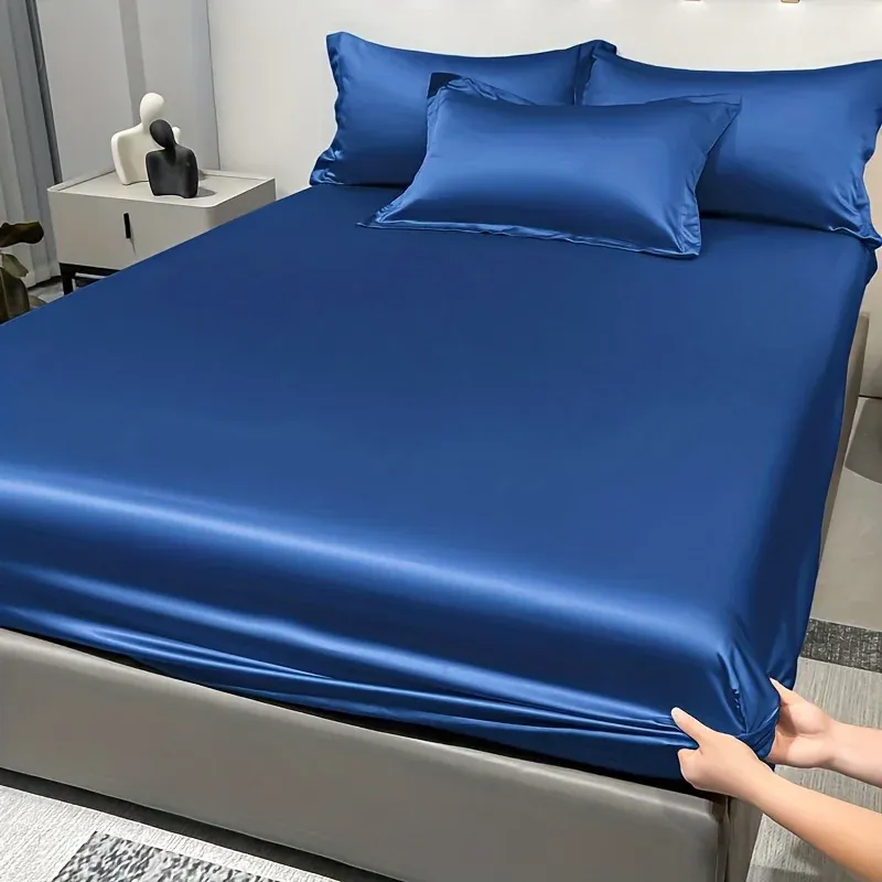 Satin Solid Color Fitted Sheet 2