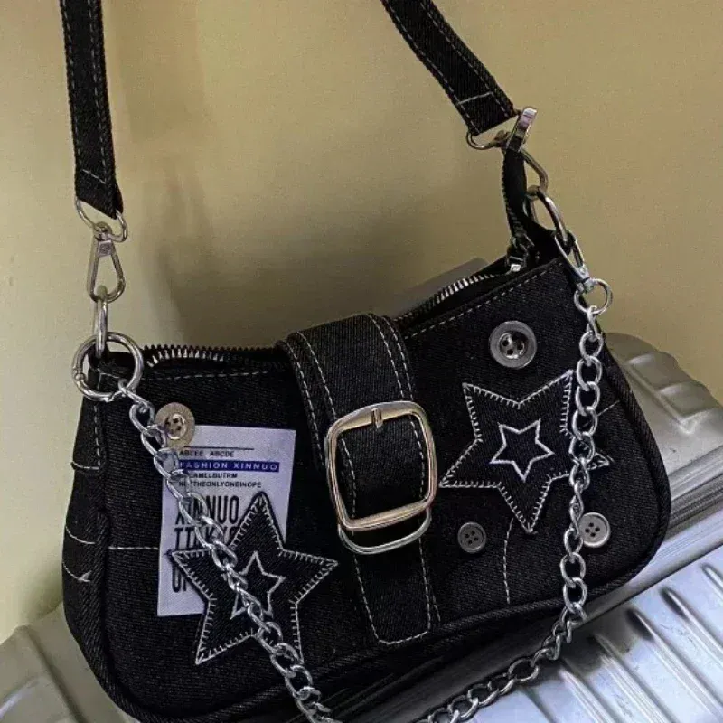 Y2K Retro Canvas Underarm Chain Bag 4