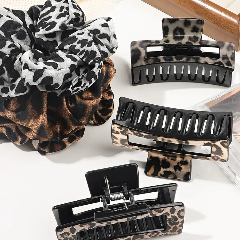 Leopard Scrunchies & Claw Clips Set 2