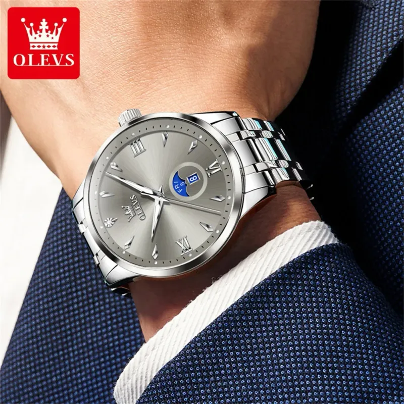 OLEVS 3646 Silver Men's Luxury Watch 5