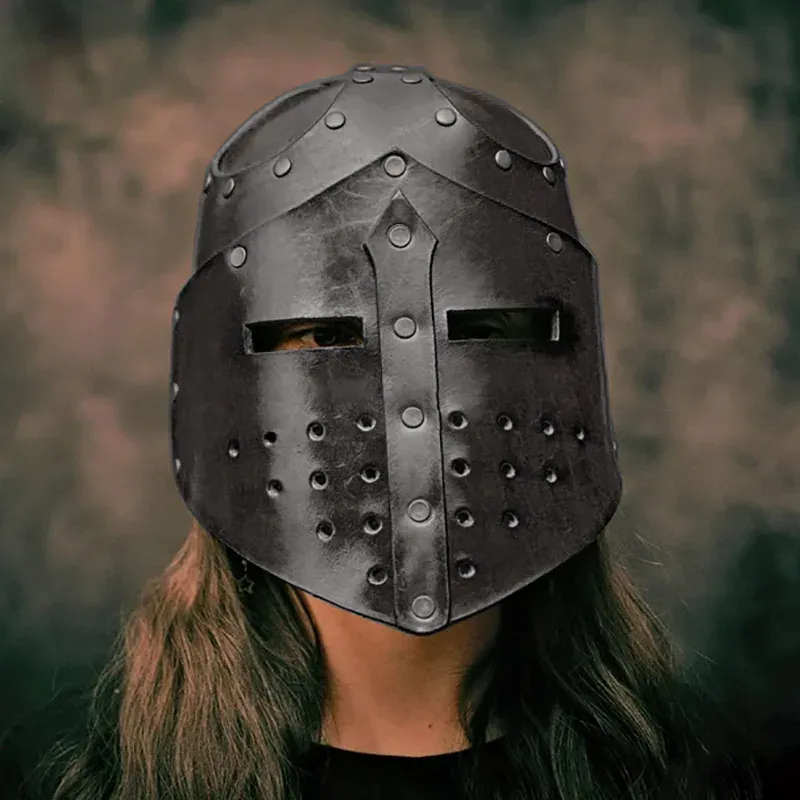 Medieval Knight Leather Helmet Mask 3