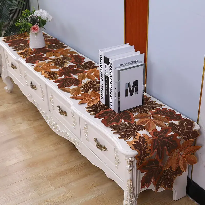 Maple Leaf Embroidery Fall Table Runner 2