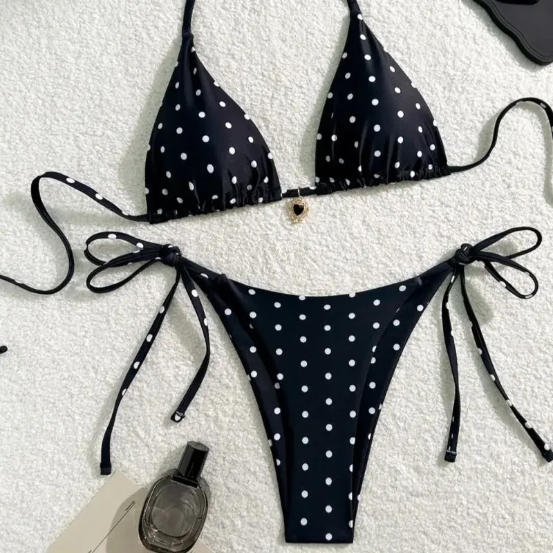 Polka Dot 2-Piece Bikini Set Black & White 2