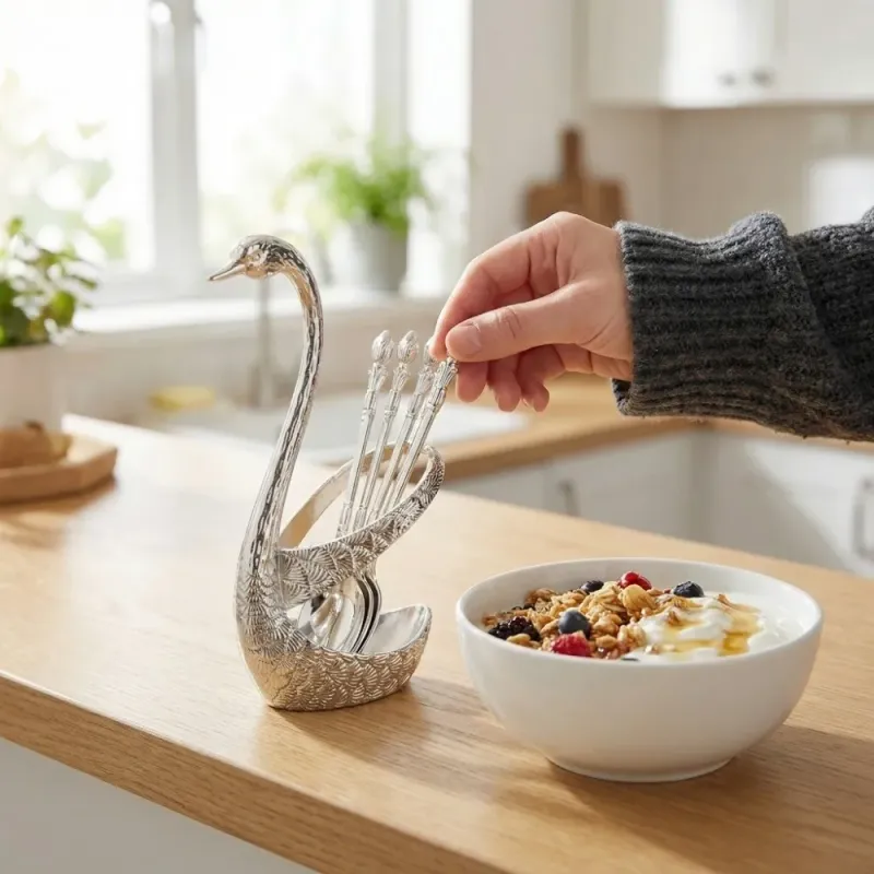 Luxury Swan Dessert Utensil Set 5