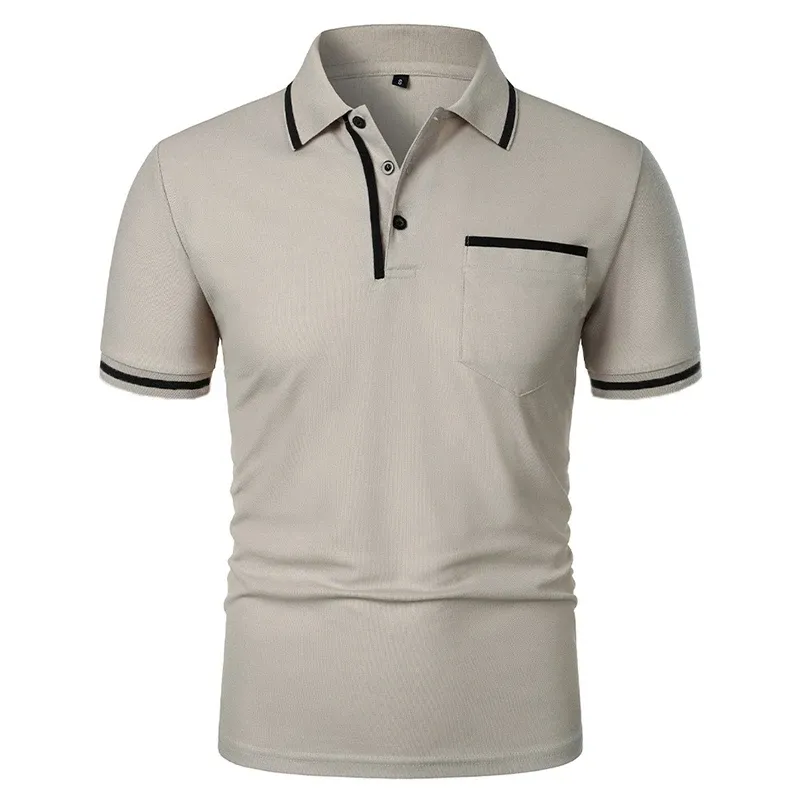 Men's Solid Color Polo Shirt with Pockets 5