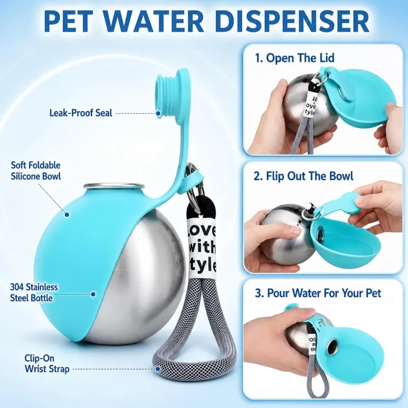 Stainless Steel Pet Travel Water Bottle 4