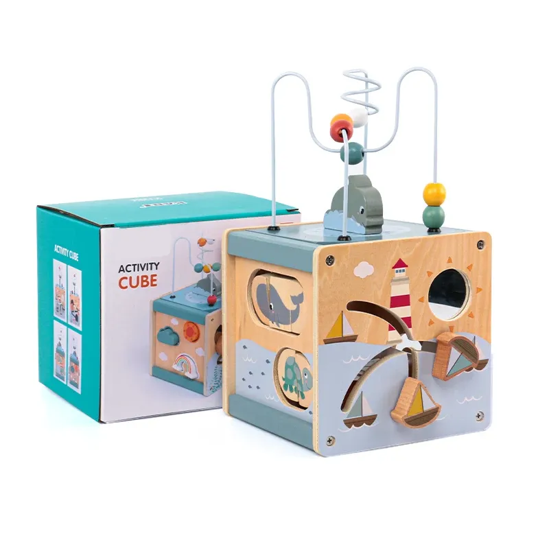 5-in-1 Wooden Activity Cube for Toddlers 6