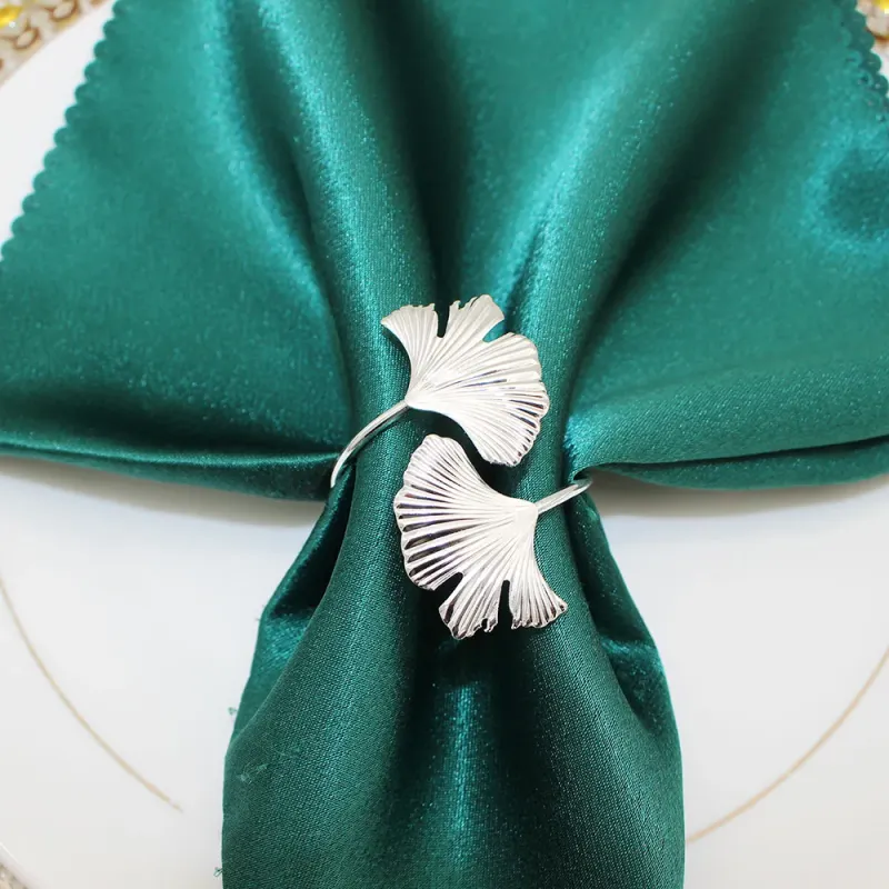 Gold Gingko Leaf Napkin Rings Set of 6 4