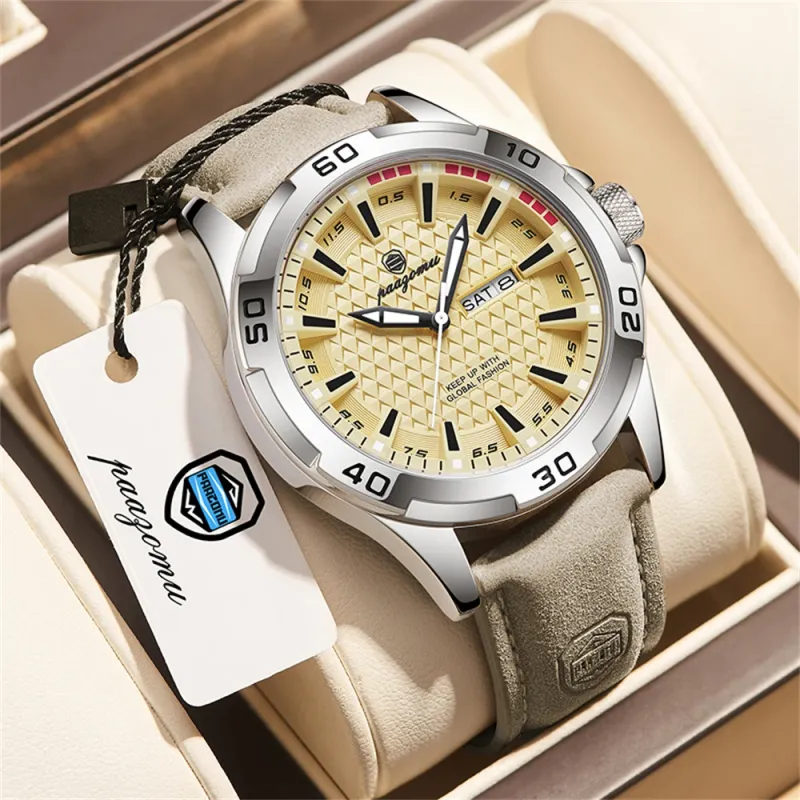 PAAZOMU Men's Luminous Date & Day Quartz Watch 1