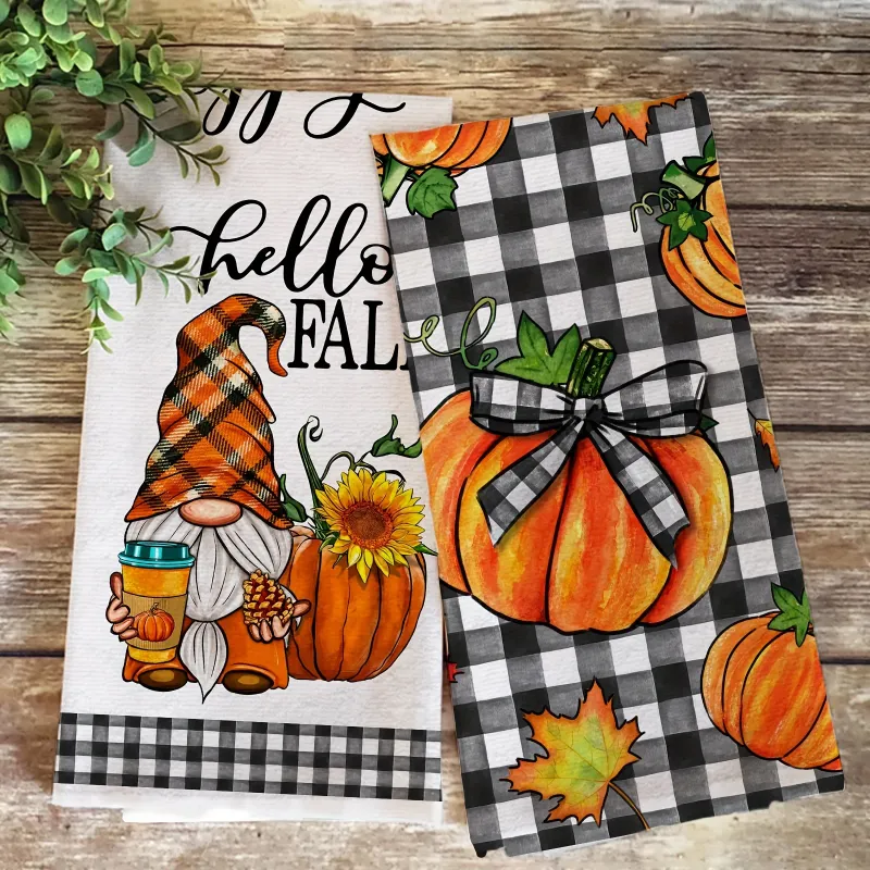 Fall Gnome Pumpkin Kitchen Towels 6 Pcs 6