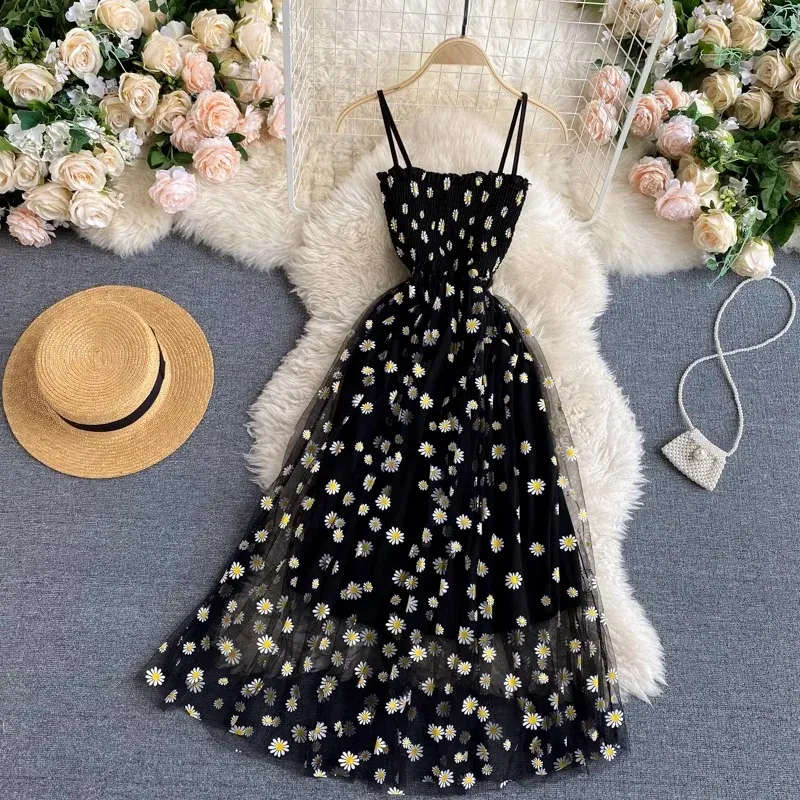 Korean Floral Mesh Party Dress 2