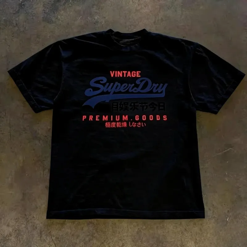 Vintage Letter Print Cotton Tee 5