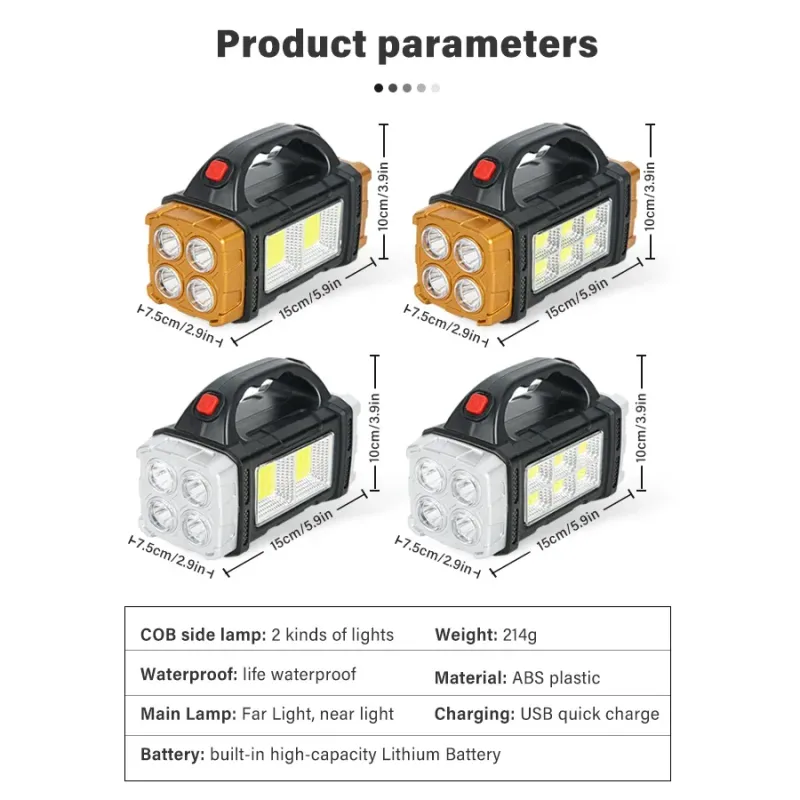 Solar Rechargeable Dual-Light Flashlight 6
