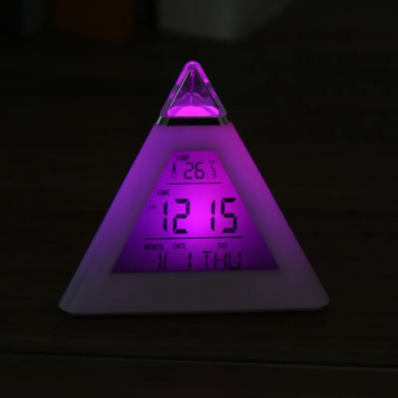 Pyramid LED Alarm Clock Thermometer 5