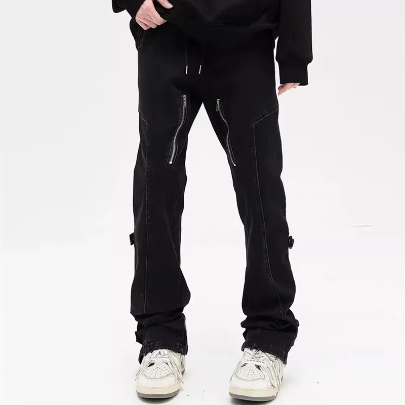 Black Y2K Cargo Jeans with Side Zipper 3
