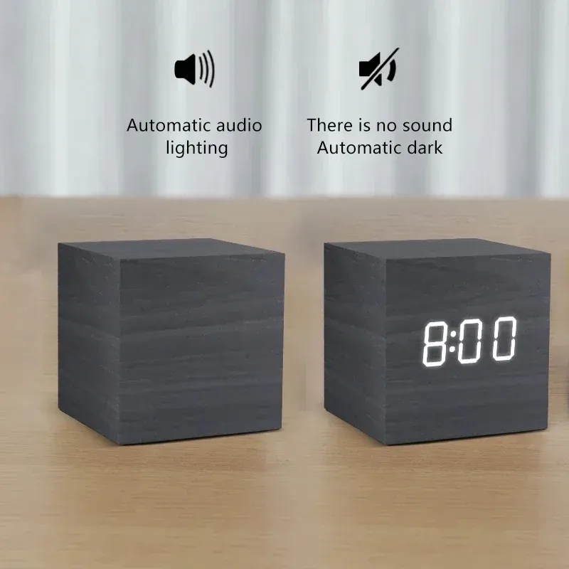 Wooden LED Digital Alarm Clock 5