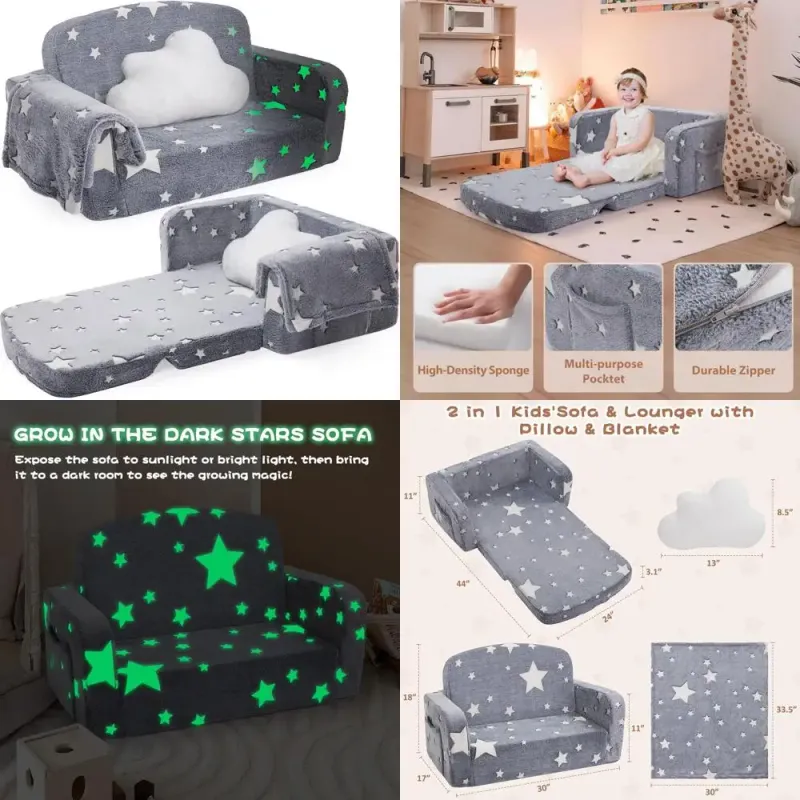 Extra Wide Kids Couch with Glow Features 1