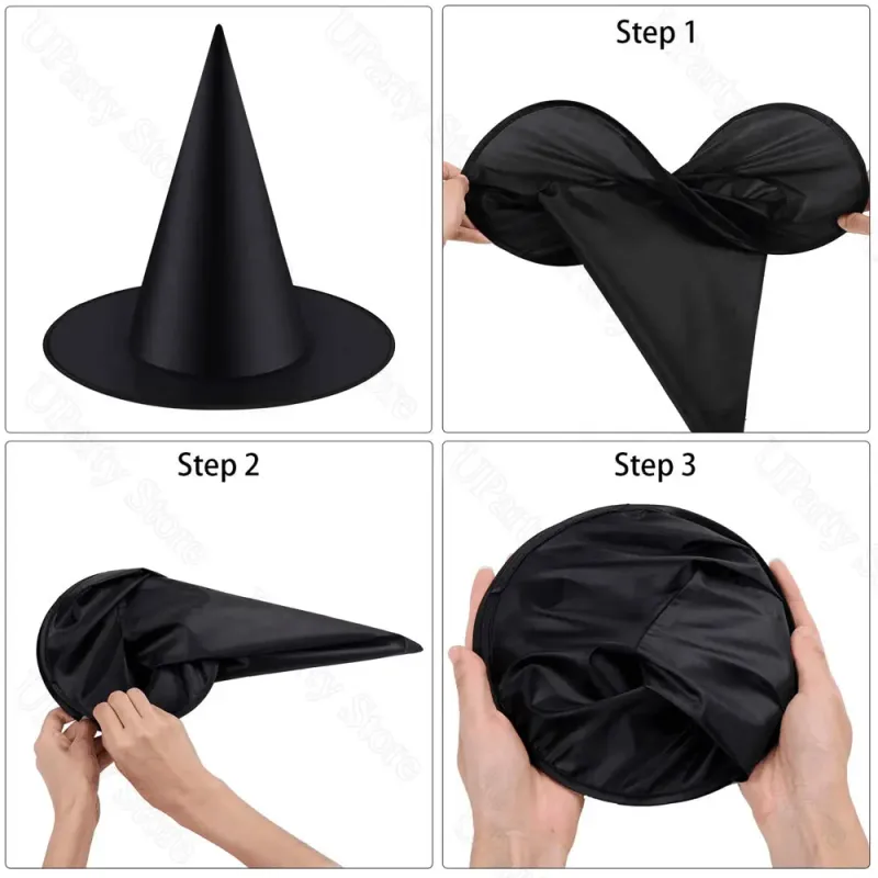 Halloween Hanging Black Witch Hats Bulk Set 3