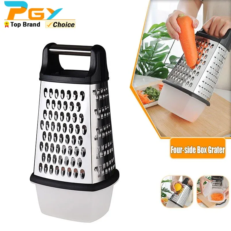 4-Sided Stainless Steel Box Grater w/ Container 1