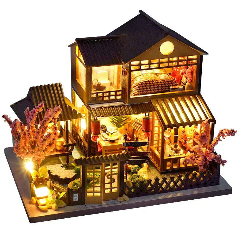 DIY Mini Wooden Dollhouse with Light Kit 1