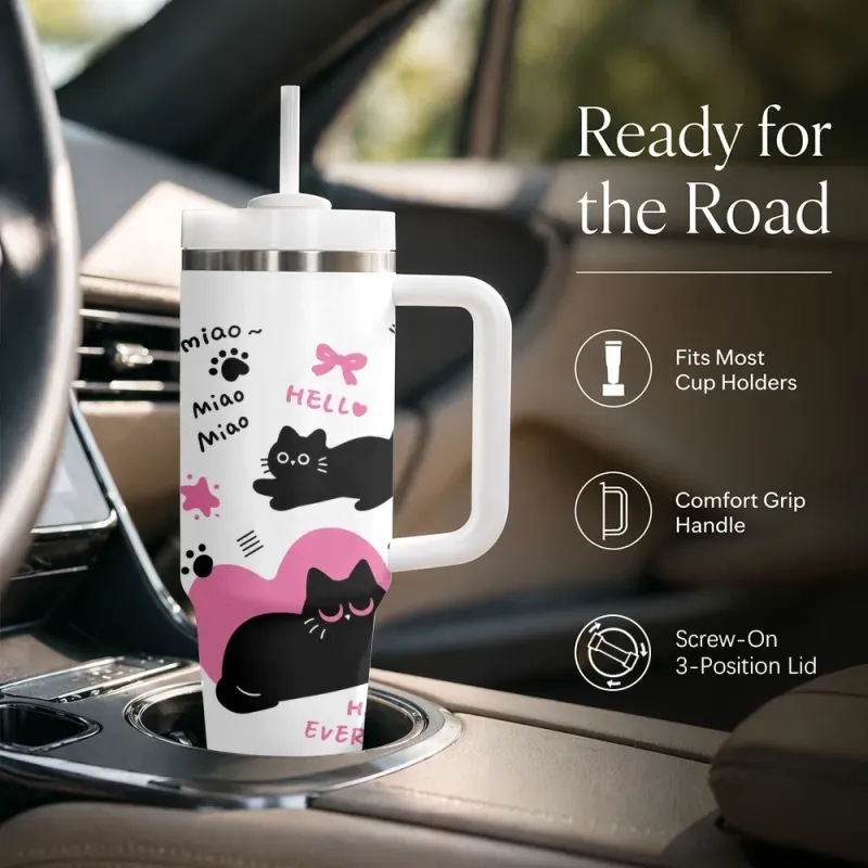 Cat-Themed Insulated Tumbler 40oz 5